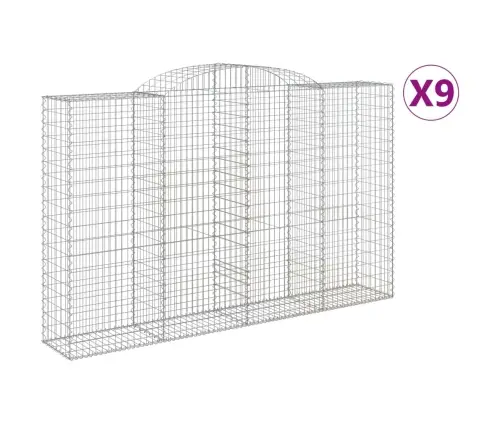 Išlenkti Gabiono Krepšiai, 9Vnt., 300X50X180/200cm Geležis