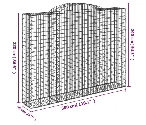 Išlenkti Gabiono Krepšiai, 6Vnt., 300X50X220/240cm Geležis
