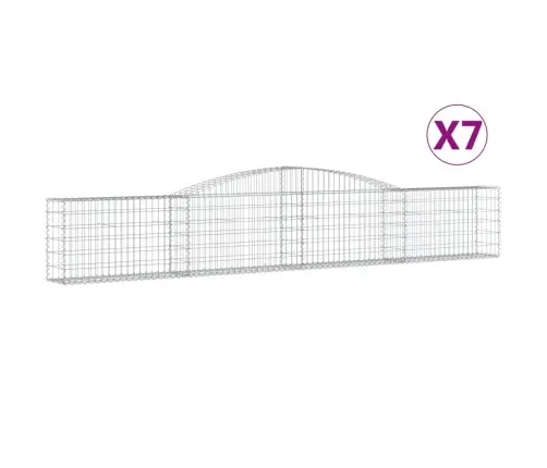 Išlenkti Gabiono Krepšiai, 7Vnt., 400X30X60/80cm Geležis