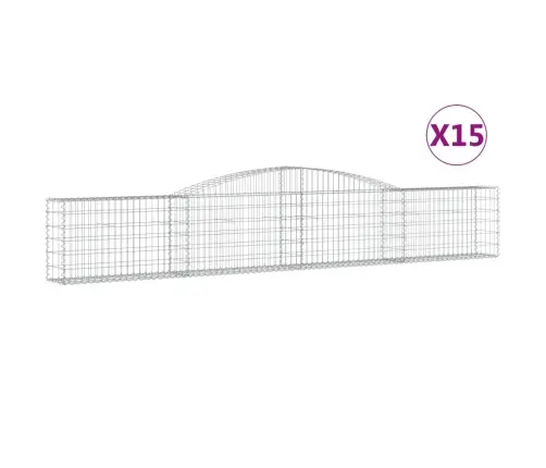 Išlenkti Gabiono Krepšiai, 15Vnt., 400X30X60/80cm Geležis