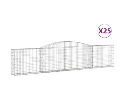 Išlenkti Gabiono Krepšiai, 25Vnt., 400X30X80/100cm Geležis