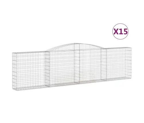 Arkveida Gabiona Grozi, 15Gb., 400X30X100/120Cm, Cinkota Dzelzs Vidaxl