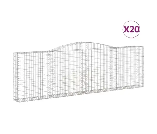 Išlenkti Gabiono Krepšiai, 20Vnt., 400X30X120/140cm Geležis