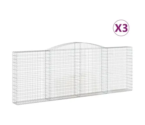 Arkveida Gabiona Grozi, 3 Gb., 400X30X140/160Cm, Cinkota Dzelzs Vidaxl