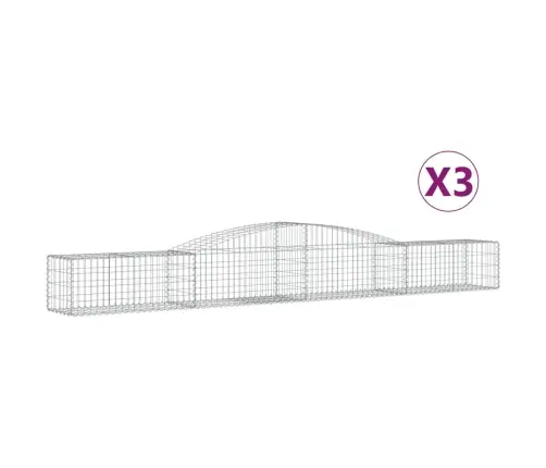 Išlenkti Gabiono Krepšiai, 3Vnt., 400X50X40/60cm Geležis