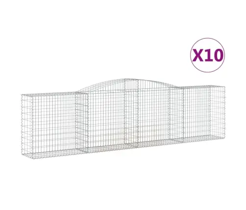 Arkveida Gabiona Grozi, 10Gb., 400X50X100/120Cm, Cinkota Dzelzs Vidaxl