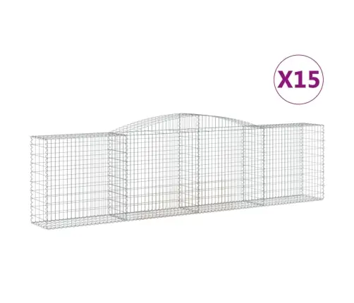 Arkveida Gabiona Grozi, 15Gb., 400X50X100/120Cm, Cinkota Dzelzs Vidaxl