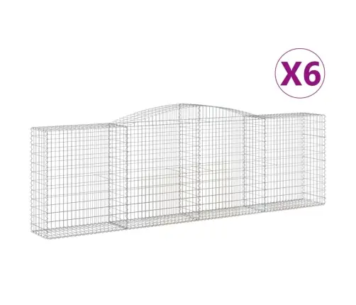 Arkveida Gabiona Grozi, 6 Gb., 400X50X120/140Cm, Cinkota Dzelzs Vidaxl