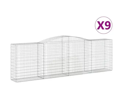 Arkveida Gabiona Grozi, 9 Gb., 400X50X120/140Cm, Cinkota Dzelzs Vidaxl