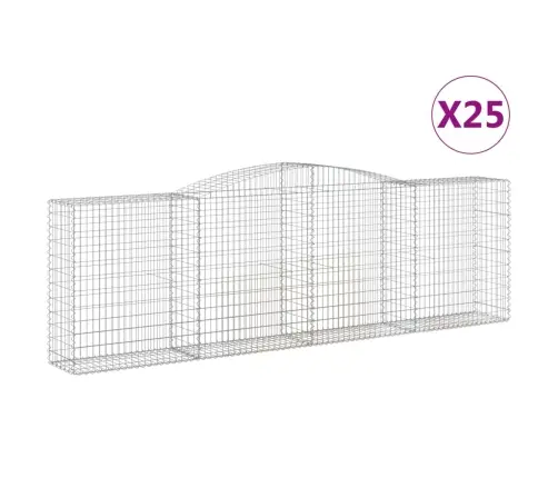 Arkveida Gabiona Grozi, 25Gb., 400X50X120/140Cm, Cinkota Dzelzs Vidaxl