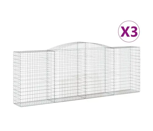 Arkveida Gabiona Grozi, 3 Gb., 400X50X140/160Cm, Cinkota Dzelzs Vidaxl