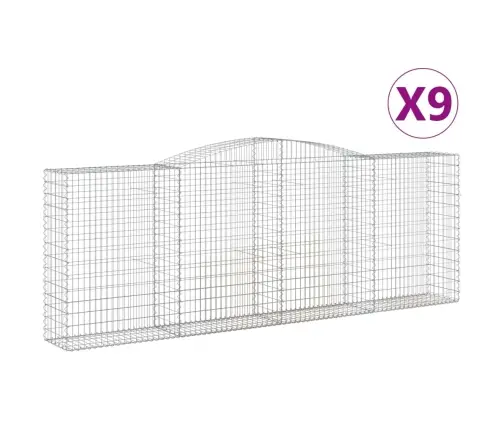 Arkveida Gabiona Grozi, 9 Gb., 400X50X140/160Cm, Cinkota Dzelzs Vidaxl