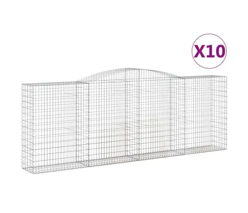 Išlenkti Gabiono Krepšiai, 10Vnt., 400X50X140/160cm Geležis