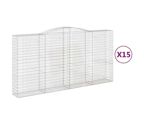 Arkveida Gabiona Grozi, 15Gb., 400X50X200/220Cm, Cinkota Dzelzs Vidaxl
