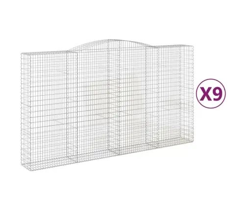 Arkveida Gabiona Grozi, 9 Gb., 400X50X220/240Cm, Cinkota Dzelzs Vidaxl