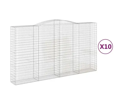 Arkveida Gabiona Grozi, 10Gb., 400X50X220/240Cm, Cinkota Dzelzs Vidaxl