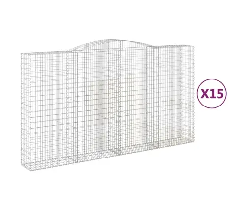 Arkveida Gabiona Grozi 15 Gb. 400X50X220/240Cm Cinkota Dzelzs Vidaxl