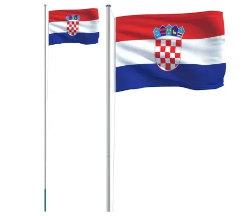 Horvātijas Karogs Un Masts, 6,23 M, Alumīnijs Vidaxl