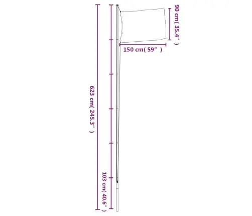 Horvātijas Karogs Un Masts, 6,23 M, Alumīnijs Vidaxl
