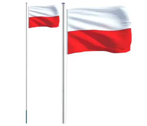 Polijas Karogs Un Masts, 6,23 M, Alumīnijs Vidaxl