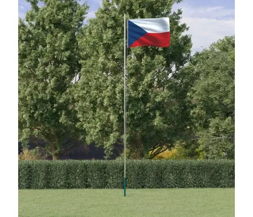 Čehijas Karogs Un Masts, 6,23 M, Alumīnijs Vidaxl