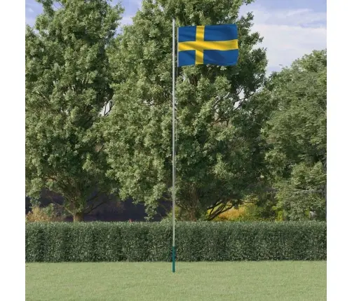 Zviedrijas Karogs Un Masts, 6,23 M, Alumīnijs Vidaxl