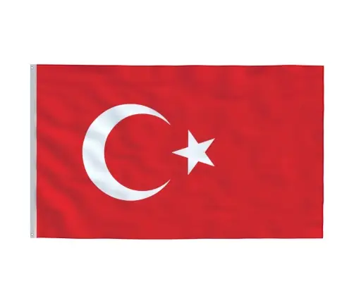 Turcijas Karogs Un Masts, 6,23 M, Alumīnijs Vidaxl