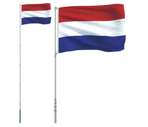Nīderlandes Karogs Un Masts, 5,55 M, Alumīnijs Vidaxl