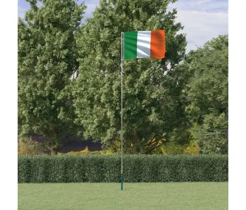Īrijas Karogs Un Masts, 5,55 M, Alumīnijs Vidaxl