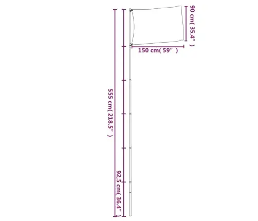 Itālijas Karogs Un Masts, 5,55 M, Alumīnijs Vidaxl