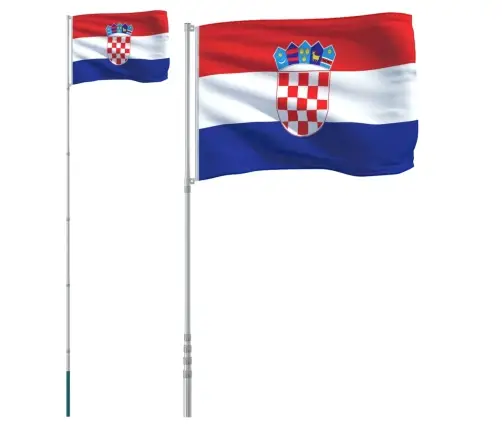 Horvātijas Karogs Un Masts, 5,55 M, Alumīnijs Vidaxl