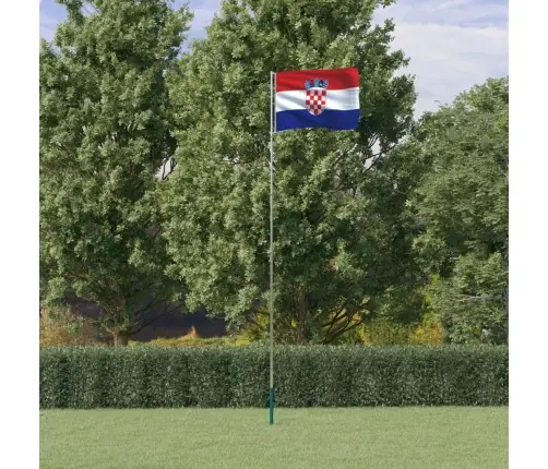 Horvātijas Karogs Un Masts, 5,55 M, Alumīnijs Vidaxl