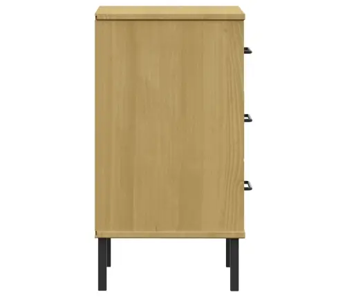 Naktsskapītis Ar Metāla Kājām Oslo, Brūns, Priedes Masīvkoks Vidaxl