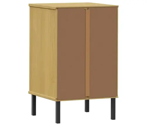 Naktsskapītis Ar Metāla Kājām Oslo, Brūns, Priedes Masīvkoks Vidaxl