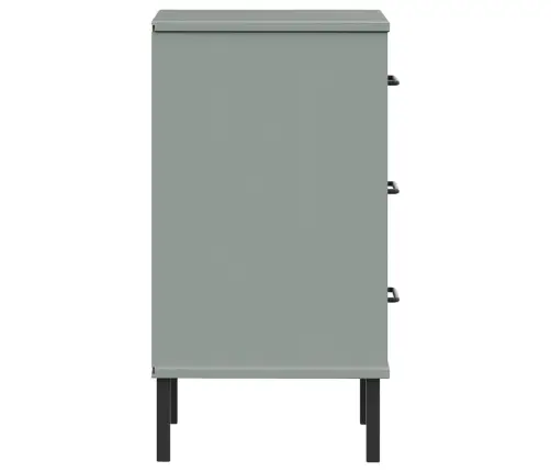 Naktsskapītis Ar Metāla Kājām Oslo, Pelēks, Priedes Masīvkoks Vidaxl