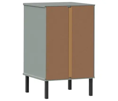 Naktsskapītis Ar Metāla Kājām Oslo, Pelēks, Priedes Masīvkoks Vidaxl