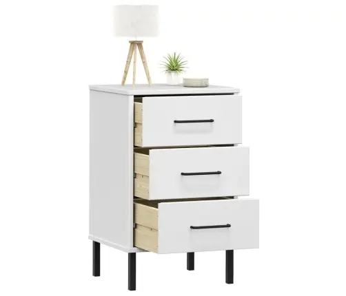 Naktinė Spintelė Su Kojomis, Balta, Pušies Masyvas, Oslo