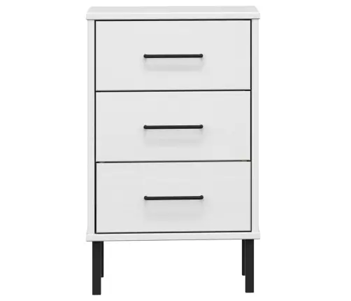 Naktinė Spintelė Su Kojomis, Balta, Pušies Masyvas, Oslo