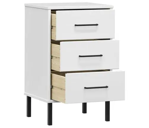 Naktinė Spintelė Su Kojomis, Balta, Pušies Masyvas, Oslo