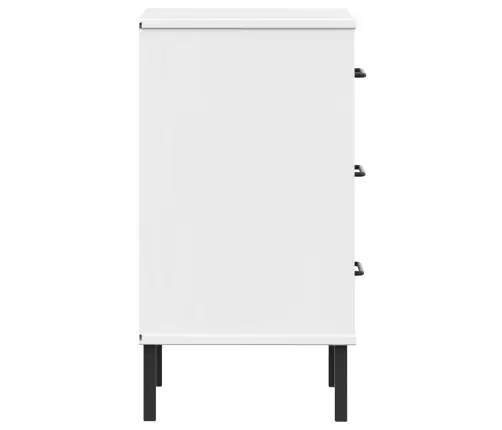 Naktinė Spintelė Su Kojomis, Balta, Pušies Masyvas, Oslo