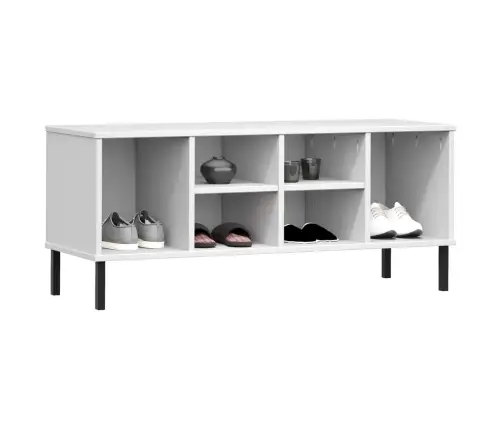 Kingariiul Metalljalgadega, Valge, 106X35X45 Cm Täispuit "Oslo"