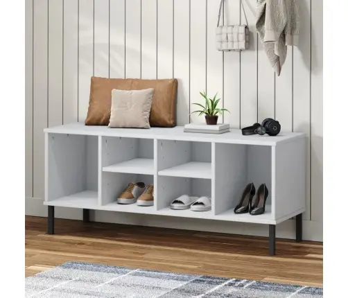 Kingariiul Metalljalgadega, Valge, 106X35X45 Cm Täispuit "Oslo"