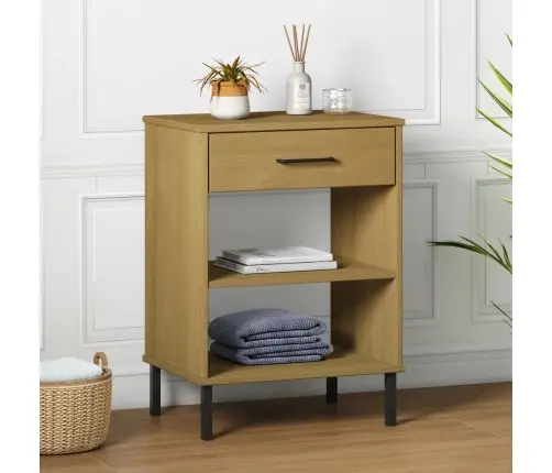 Konsoolkapp, Metalljalgadega, Pruun, Männipuit, "Oslo"