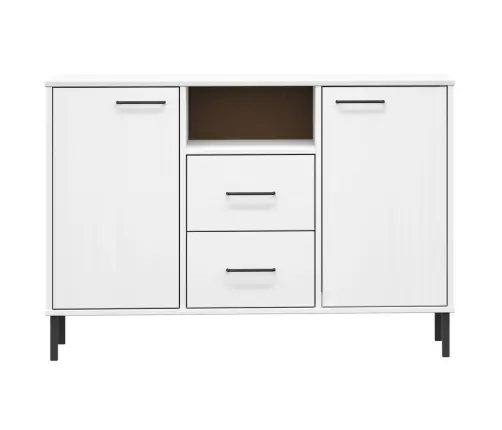 Kumode Ar Metāla Kājām Oslo, Balta, 113X40X77 Cm, Masīvkoks Vidaxl