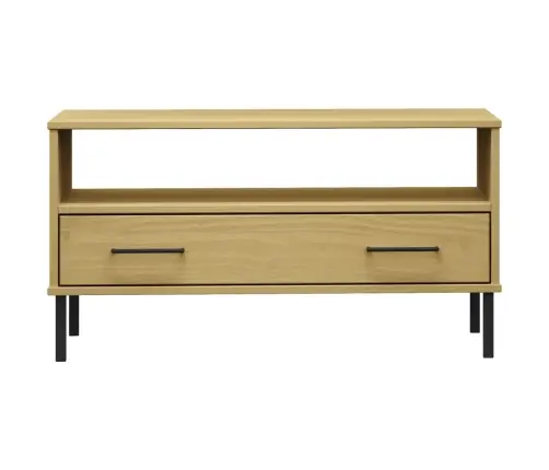 Kafijas Galdiņš Ar Metāla Kājām Oslo, Brūns, 85X50X45Cm, Koks Vidaxl