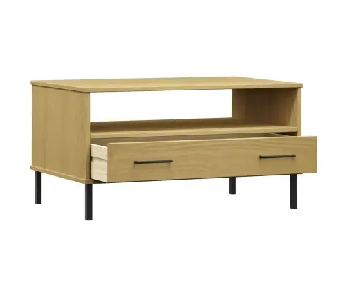 Kafijas Galdiņš Ar Metāla Kājām Oslo, Brūns, 85X50X45Cm, Koks Vidaxl