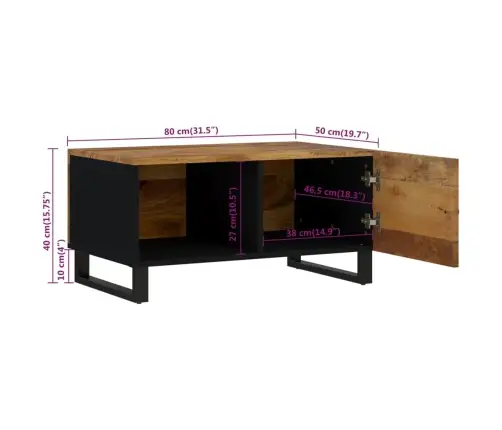 Kohvilaud, 80 X 50 X 40 cm Mangopuit Ja Tehispuit Kohvilaud, 80 X 50 X 40 cm Mangopuit Ja Tehispuit