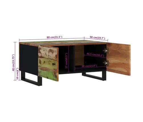 Kafijas Galdiņš, 80X50X40 Cm, Masīvkoks, Inženierijas Koks Vidaxl