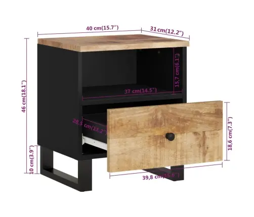 Naktinės Spintelės, 2Vnt., Mango Masyvas Ir Apdirbta Mediena