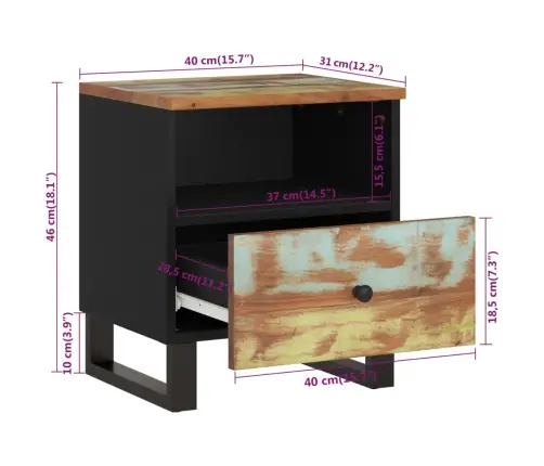 Naktinės Spintelės, 2Vnt., Perdirbta Ir Apdirbta Mediena